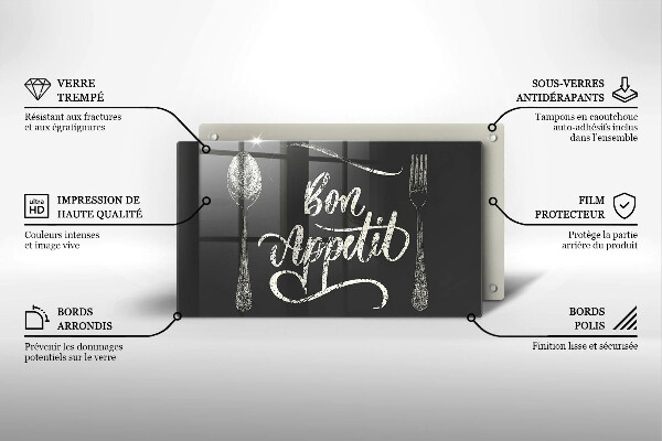 Skleněná deska do kuchyně Bon appetit nápis