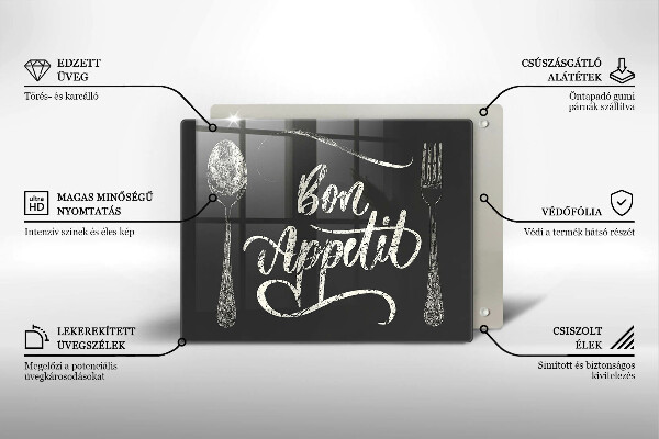 Skleněná deska do kuchyně Bon appetit nápis