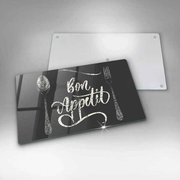 Skleněná deska do kuchyně Bon appetit nápis
