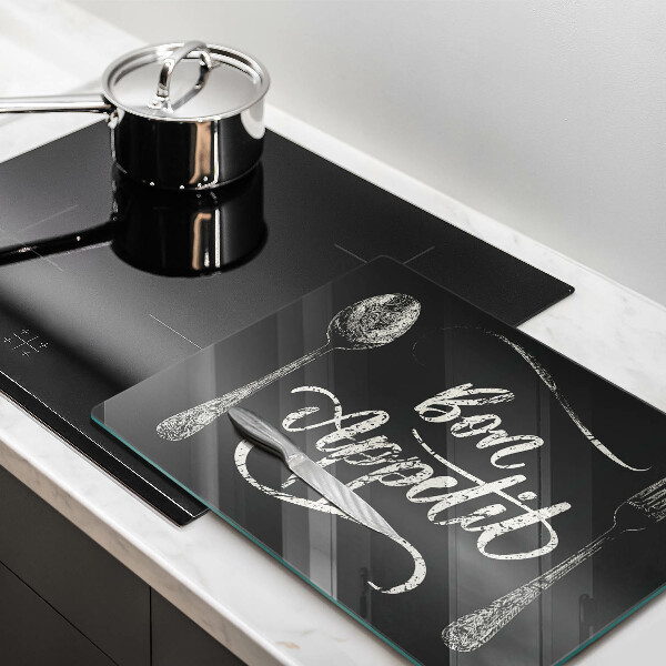 Skleněná deska do kuchyně Bon appetit nápis