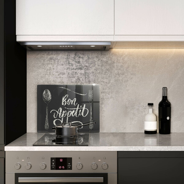 Skleněná deska do kuchyně Bon appetit nápis