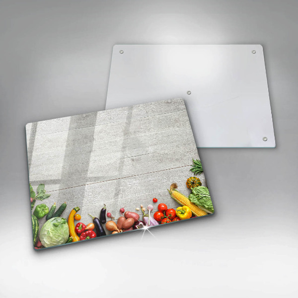 Krájecí prkénko skleněné Zelenina na prknech