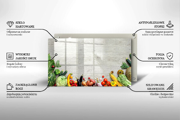 Krájecí prkénko skleněné Zelenina na prknech