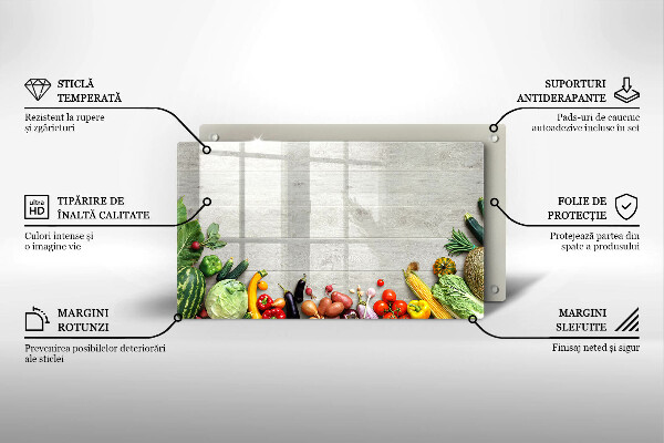 Krájecí prkénko skleněné Zelenina na prknech