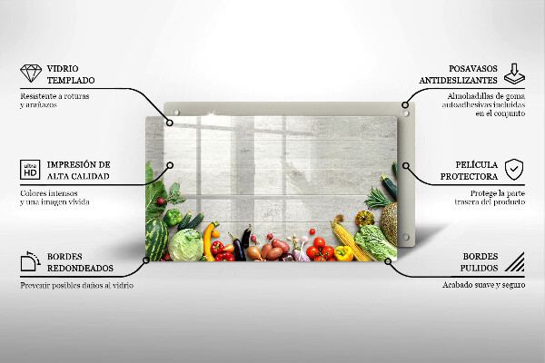 Krájecí prkénko skleněné Zelenina na prknech