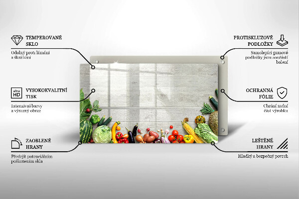 Krájecí prkénko skleněné Zelenina na prknech