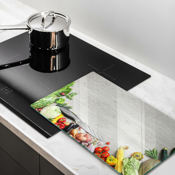 Krájecí prkénko skleněné Zelenina na prknech