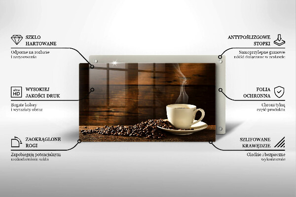 Skleněná deska do kuchyně Dřevěný hrnek na kávu