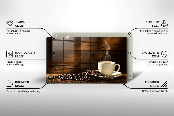 Skleněná deska do kuchyně Dřevěný hrnek na kávu