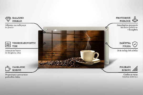 Skleněná deska do kuchyně Dřevěný hrnek na kávu