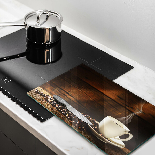 Skleněná deska do kuchyně Dřevěný hrnek na kávu