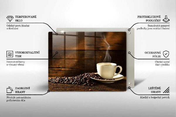 Skleněná deska do kuchyně Dřevěný hrnek na kávu