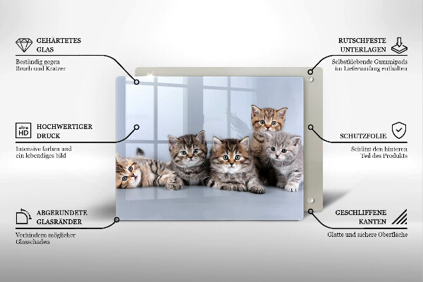 Skleněná deska do kuchyně Sladká koťátka