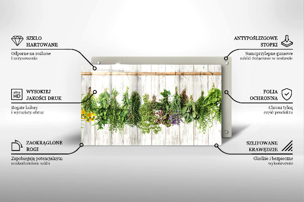 Krájecí prkénko skleněné Sušené bylinky a rostliny