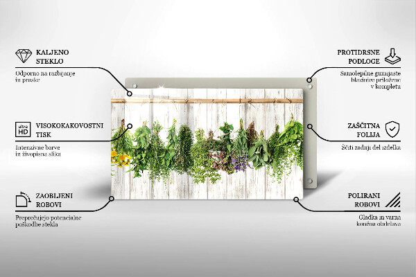 Krájecí prkénko skleněné Sušené bylinky a rostliny