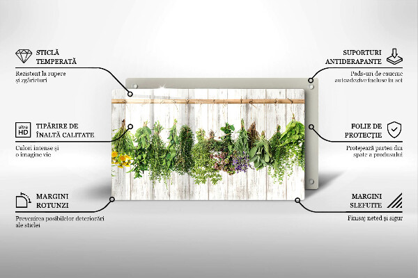 Krájecí prkénko skleněné Sušené bylinky a rostliny