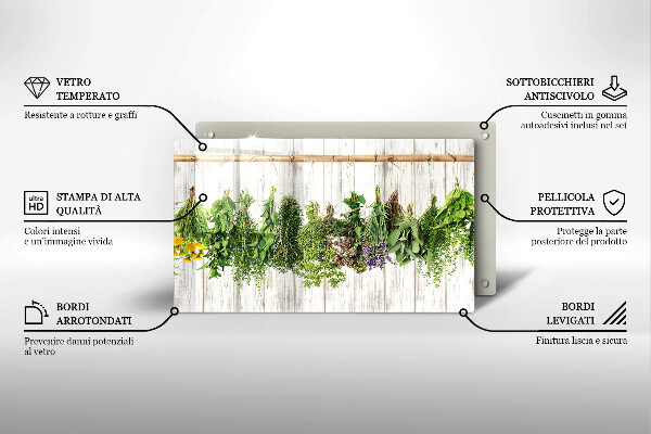 Krájecí prkénko skleněné Sušené bylinky a rostliny