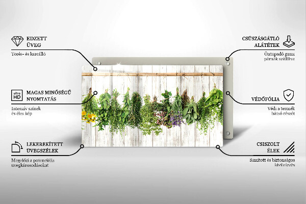 Krájecí prkénko skleněné Sušené bylinky a rostliny