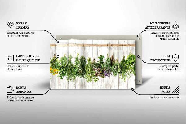 Krájecí prkénko skleněné Sušené bylinky a rostliny