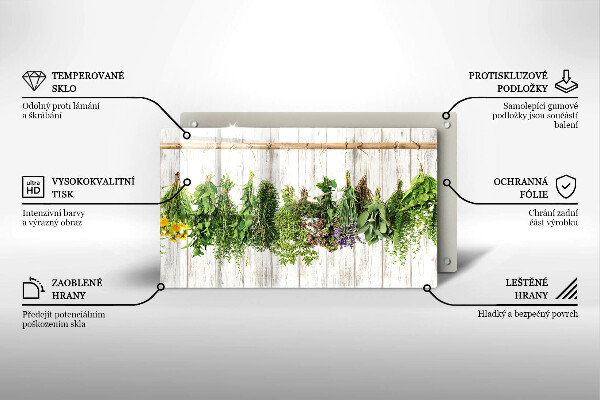 Krájecí prkénko skleněné Sušené bylinky a rostliny