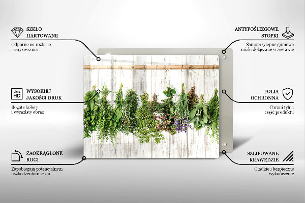 Krájecí prkénko skleněné Sušené bylinky a rostliny