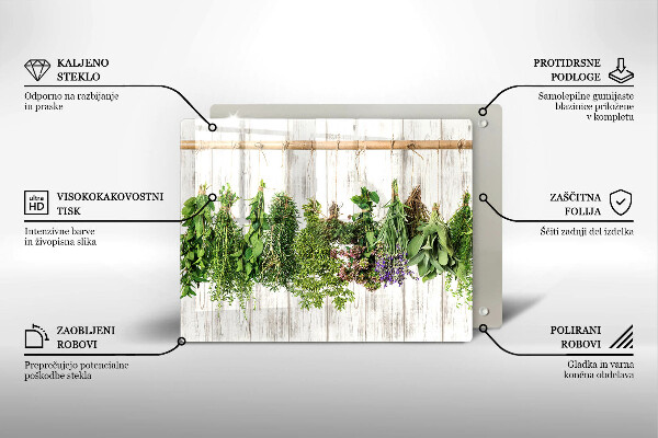Krájecí prkénko skleněné Sušené bylinky a rostliny