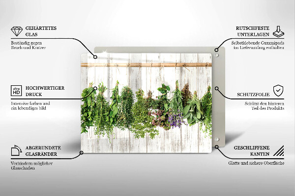 Krájecí prkénko skleněné Sušené bylinky a rostliny