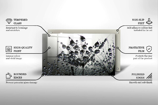 Skleněná deska do kuchyně Pampelišky a rosa