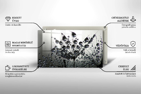 Skleněná deska do kuchyně Pampelišky a rosa