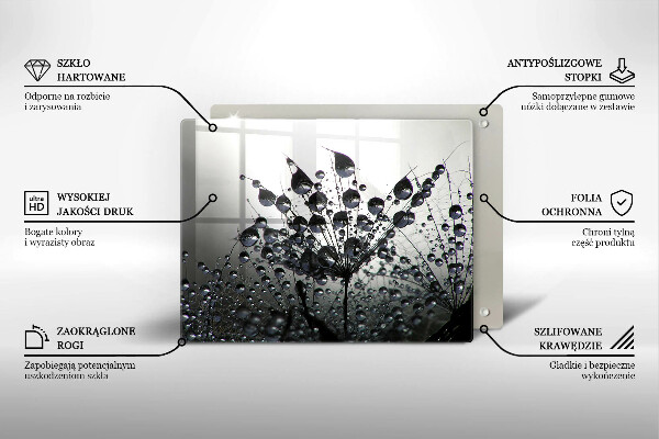 Skleněná deska do kuchyně Pampelišky a rosa