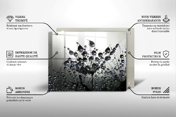 Skleněná deska do kuchyně Pampelišky a rosa