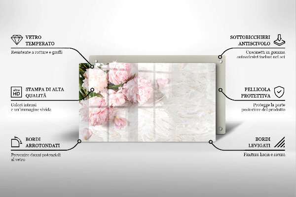 Skleněná deska do kuchyně Jemné květy růží