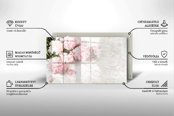 Skleněná deska do kuchyně Jemné květy růží