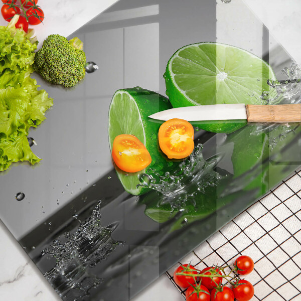 Krájecí prkénko skleněné Šťavnaté limetky a voda