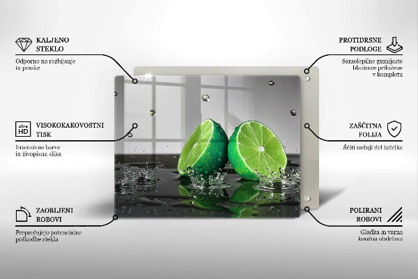 Krájecí prkénko skleněné Šťavnaté limetky a voda