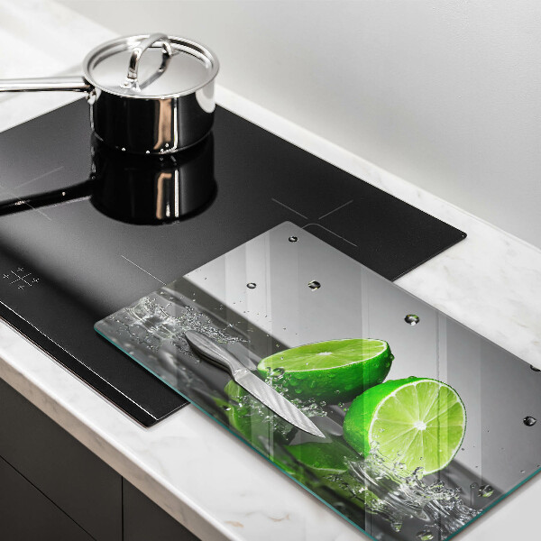 Krájecí prkénko skleněné Šťavnaté limetky a voda