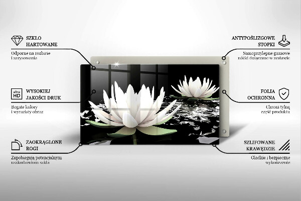 Skleněná deska do kuchyně Bílé lilie na vodě