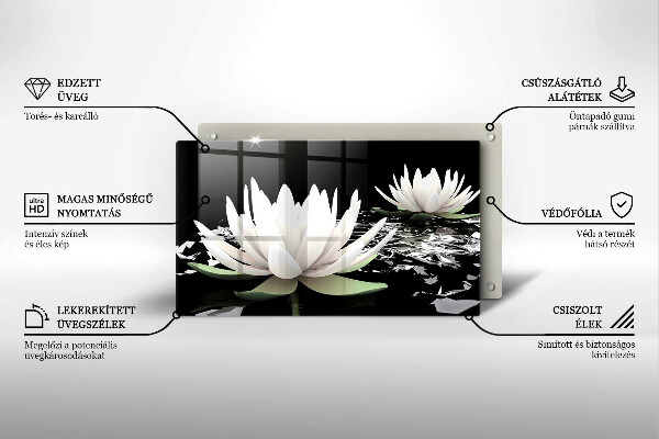 Skleněná deska do kuchyně Bílé lilie na vodě