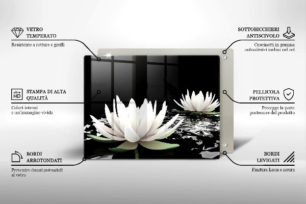 Skleněná deska do kuchyně Bílé lilie na vodě