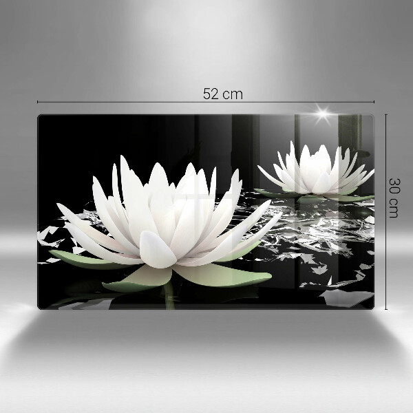 Skleněná deska do kuchyně Bílé lilie na vodě