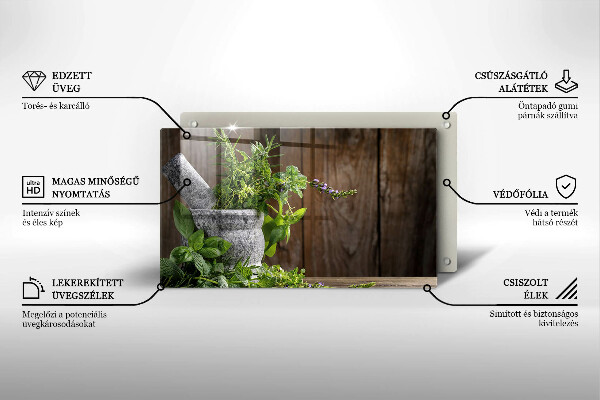 Skleněná deska do kuchyně Pěstuje bylinky a dřevo