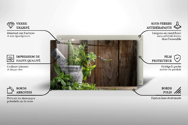 Skleněná deska do kuchyně Pěstuje bylinky a dřevo