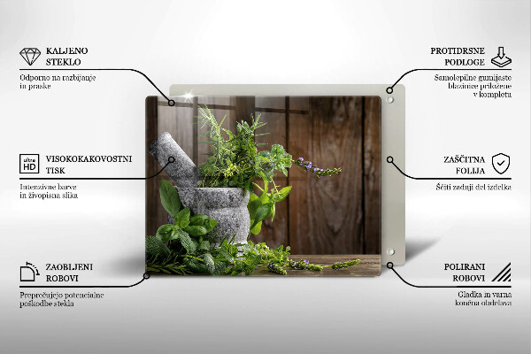 Skleněná deska do kuchyně Pěstuje bylinky a dřevo