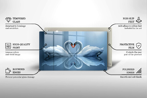 Skleněná deska do kuchyně Dvě labutí srdce