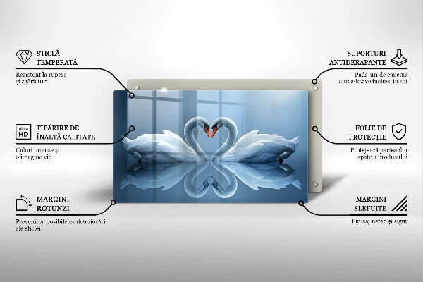 Skleněná deska do kuchyně Dvě labutí srdce