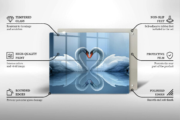 Skleněná deska do kuchyně Dvě labutí srdce