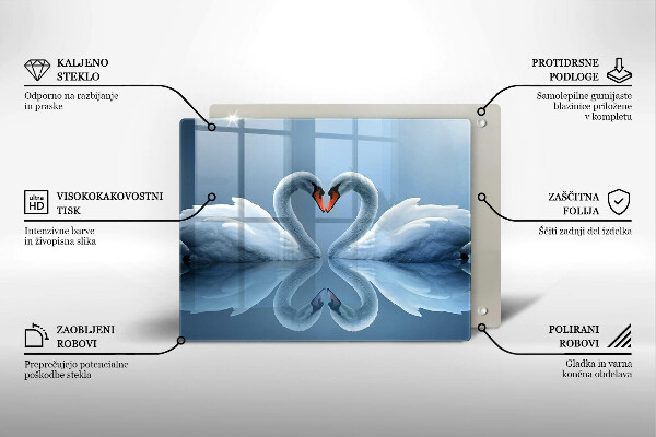 Skleněná deska do kuchyně Dvě labutí srdce