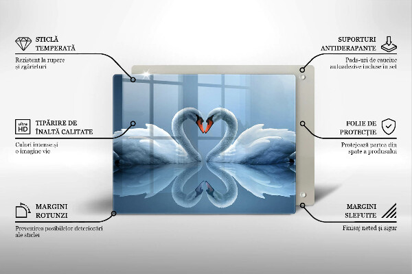 Skleněná deska do kuchyně Dvě labutí srdce