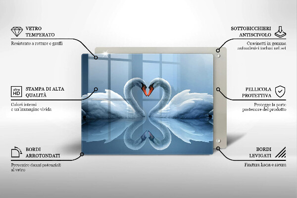 Skleněná deska do kuchyně Dvě labutí srdce