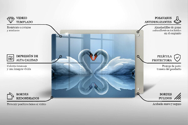 Skleněná deska do kuchyně Dvě labutí srdce